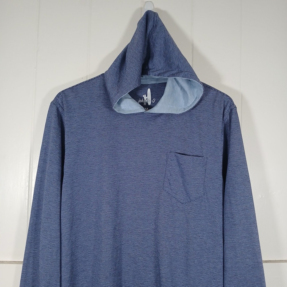 Johnnie-O Gunnar Hoodie Mens Medium Twilight Blue Micro Stripe JMLT2440